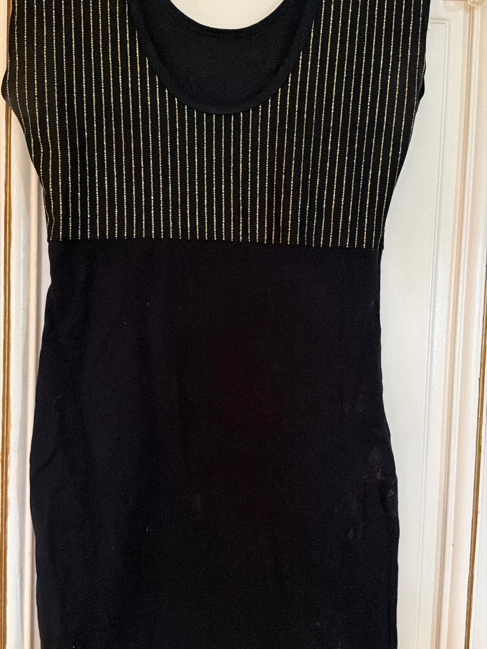 American Apparel black Dress with Gold Pinstripe Accents - Elegant Scoop Neck